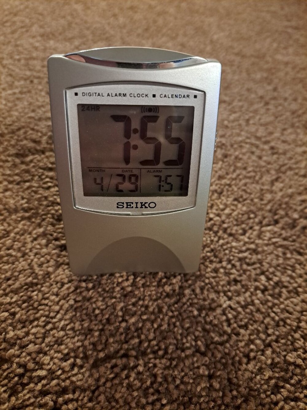 SEIKO Digital Alarm Clock And Calendar QHL005S Silver Compact Portable - Picture 4 of 8